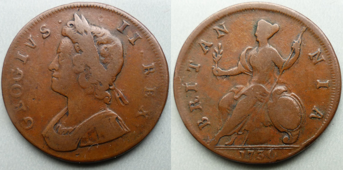 George II, GEOGIVS error 1730 halfpenny